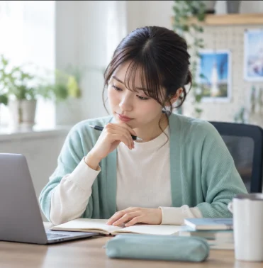 自分の特性と向き合い、考え込んでいる方の写真