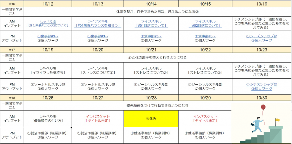 生活訓練 時間割